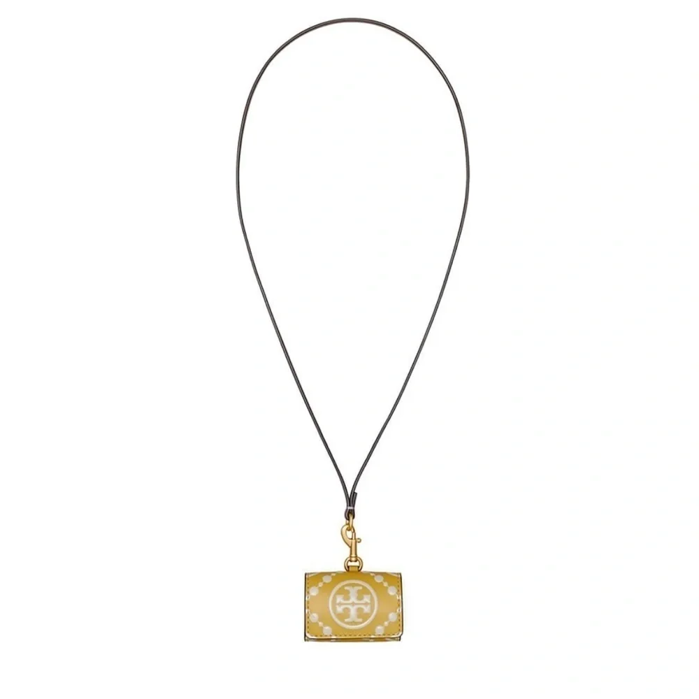 Tory Burch T Monogram Embossed Leather AirPods Pro Case Golden Sunset Yellow